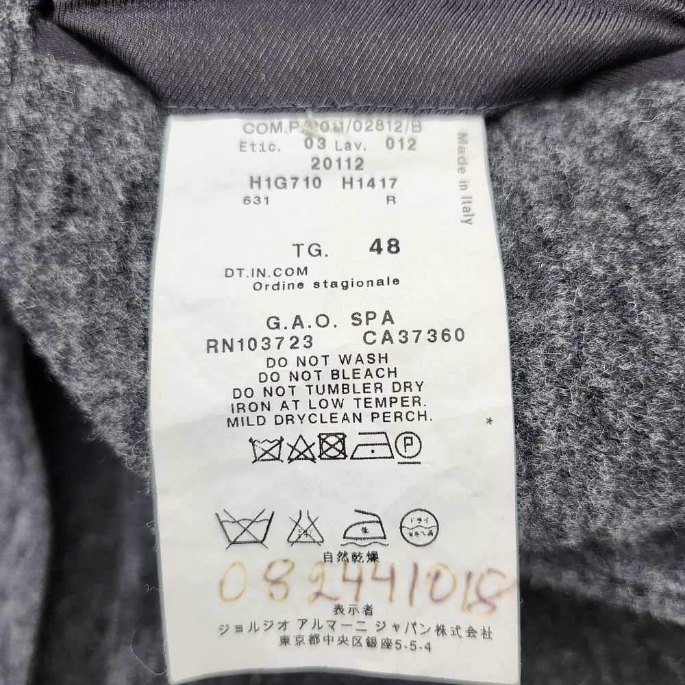 Emporio Armani Johnny Line Grey Woven Virgin Wool Blend Two Button Blazer Italy - Picture 11 of 13
